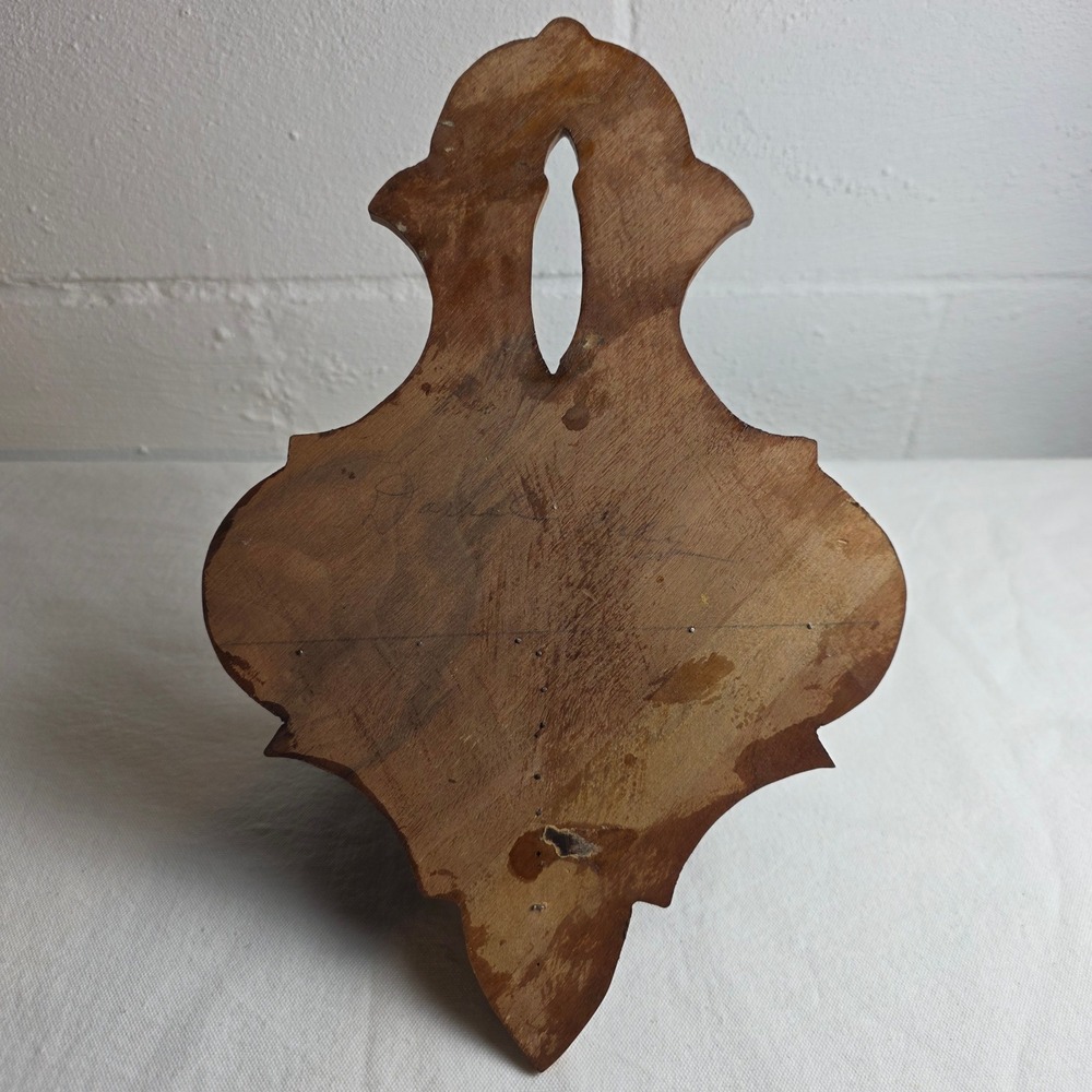 Vintage Dark Walnut Wood Rustic Wall Corbel Shelf Scalloped Scrollwork - Picture 6 of 6